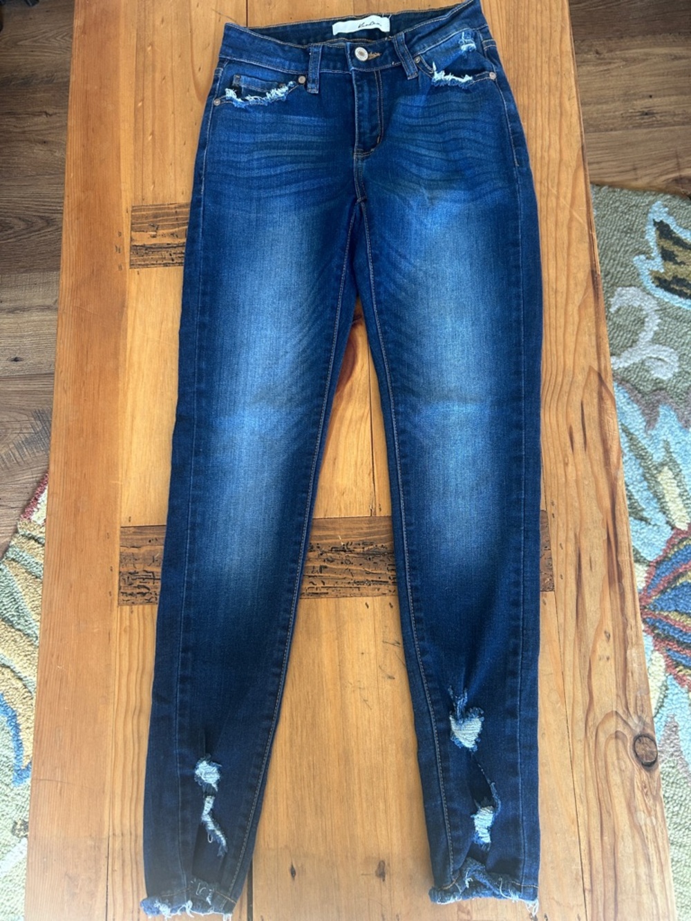 KanCan Dark Blue Distressed Skinny Jeans ESTILO KC8376SD Cut 31655